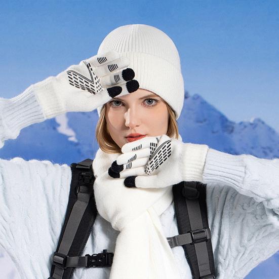 Winter Unisex Hat Knitted Thick Stretchy Piled Hat Solid Color Ear Protection Warm Daily Wear Cap Outdoor Skiing Skating Headwear