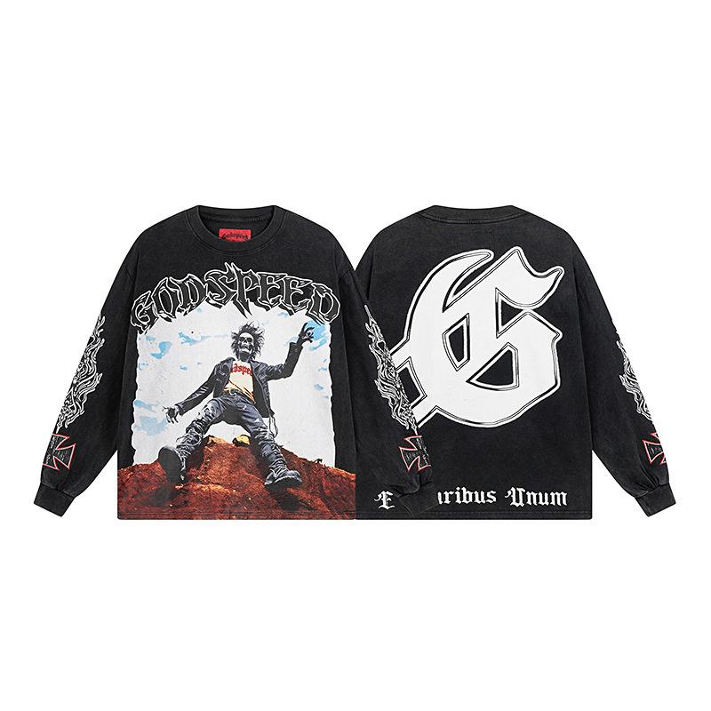 Odspeedss осень и зима новый прямой принт стирка вода ретро чистый хлопок хип-хоп красота тренд худи свитер