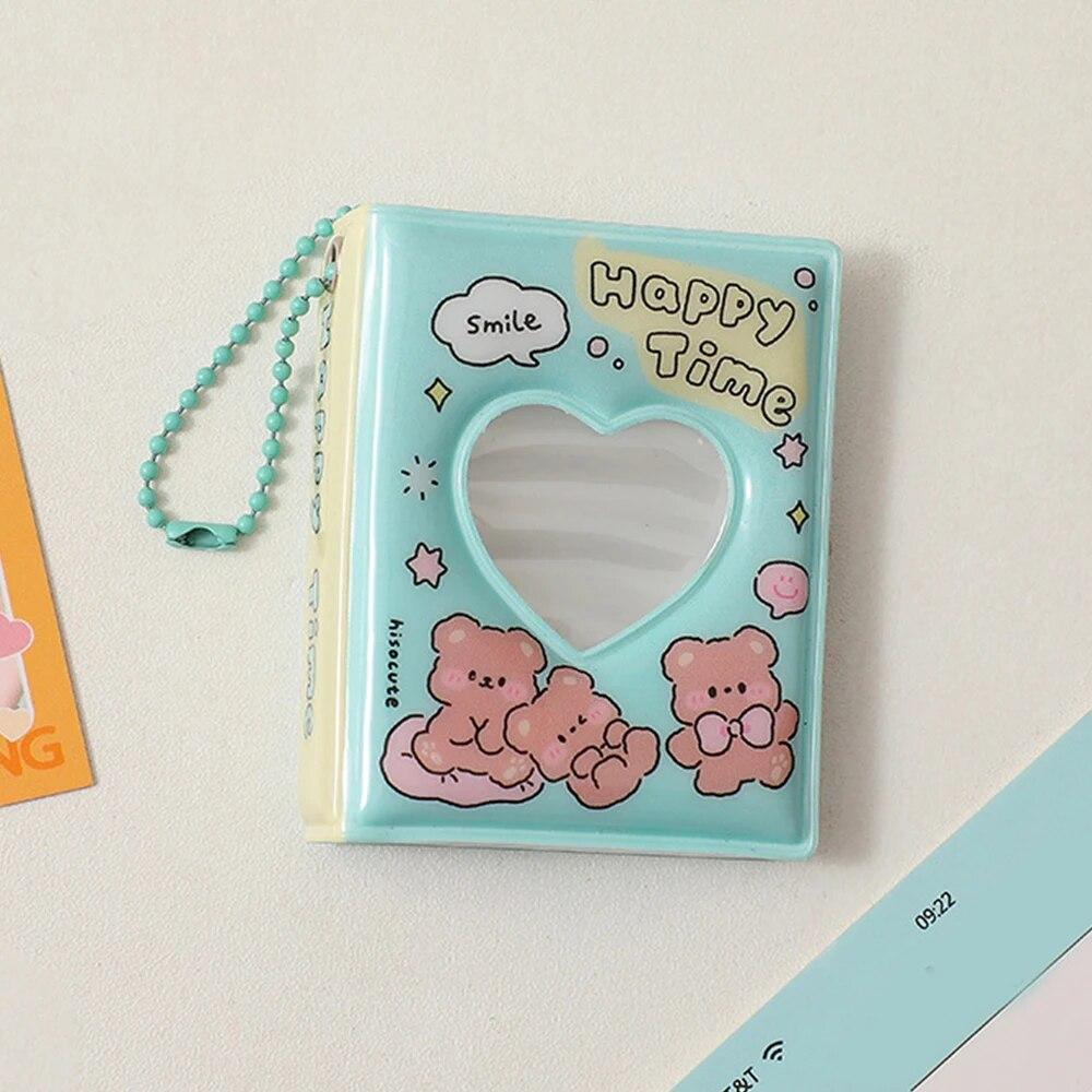 2 Inch 16 Pockets Small Photo Album Korean Cartoon Photos Collect Book Card Holder With Keychain Mini Card Bag Photocard Holder