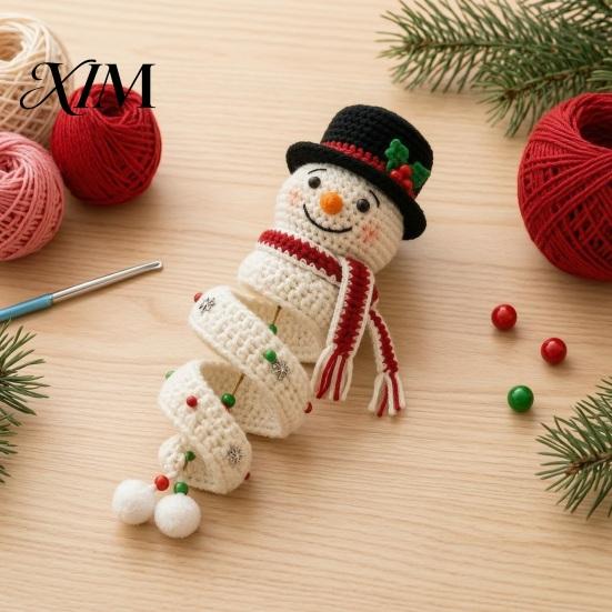 Winter Yarn Crafts for Family Christmas Spiral Crochet Kit, DIY Snowman Santa Craft Holiday Knitting Supplies Adults Handmade Hanging Ornament