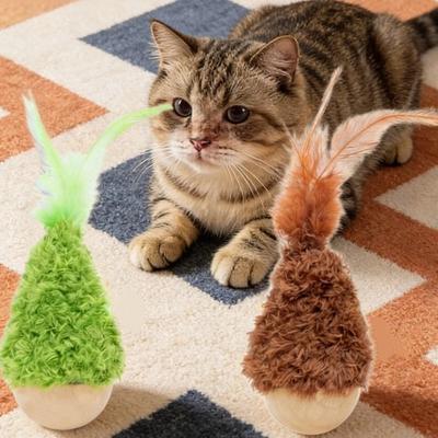 Товары для животных Самовосстанавливающийся Кот Грызун Качающаяся Мяч с Пером Кошачий Дразнилка Устойчивый к укусам Интерактивный Котёнок Игра