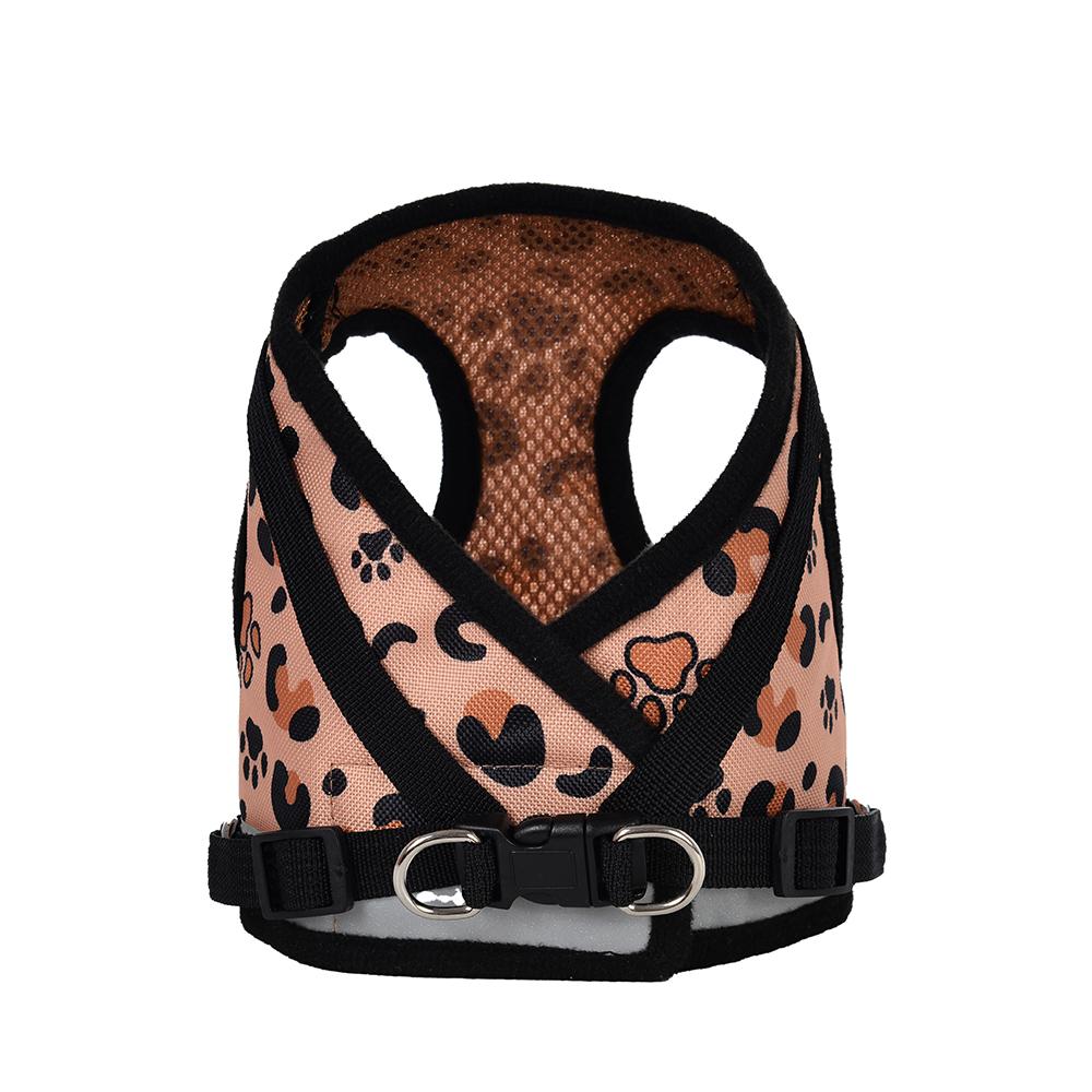 Pet Dog Harness Leash Set For Small Medium Dogs Reflective No Pull Mesh Puppy Cats Harness Vest Leopard Print Outdoor Chihuahua Pug Accessories