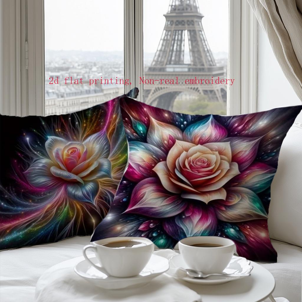 Dreamy Rose Style Pattern Digital Printing Pillow Cover Short Plush Suitable Living Rooms Bedrooms Sofas Throw Cushion Cover