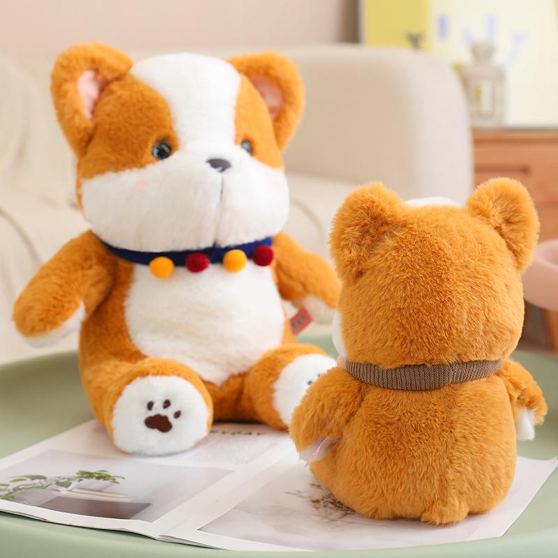 Plush Corgi Husky Dog Plush Toy Stuffed Big Head Kawaii Lifelike Animal Shiba Inu Doll Room Decor