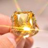 Ченжуй Преувеличенное кольцо с квадратным бриллиантом цвета шампанского: Европейские и американские двухцветные украшения с золотым покрытием