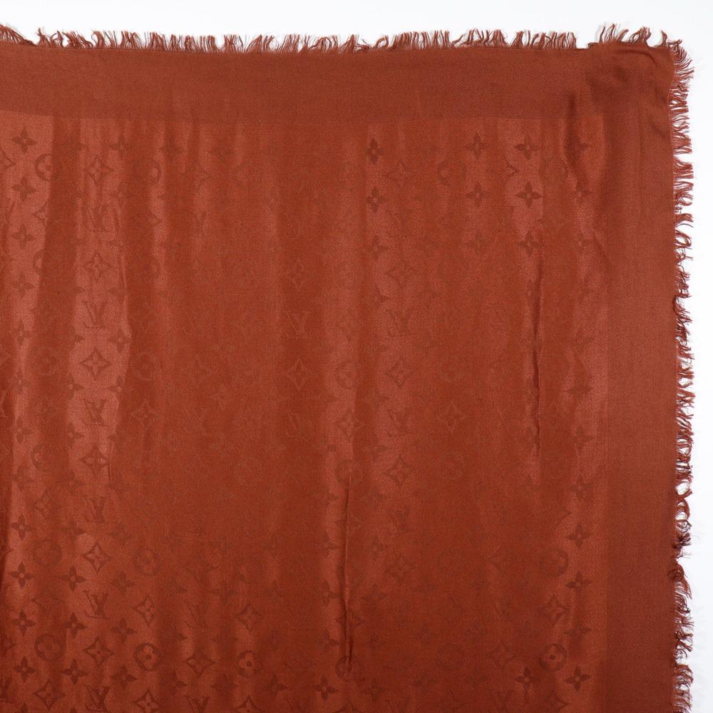 LOUIS VUITTON Monogram Stall Brown silk/wool Women Used