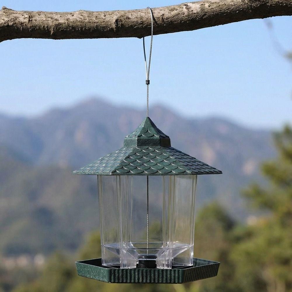 Plastic Bird Feeding Station Tower Shape Bird Feeding Tray Food Container  Outdoor Use