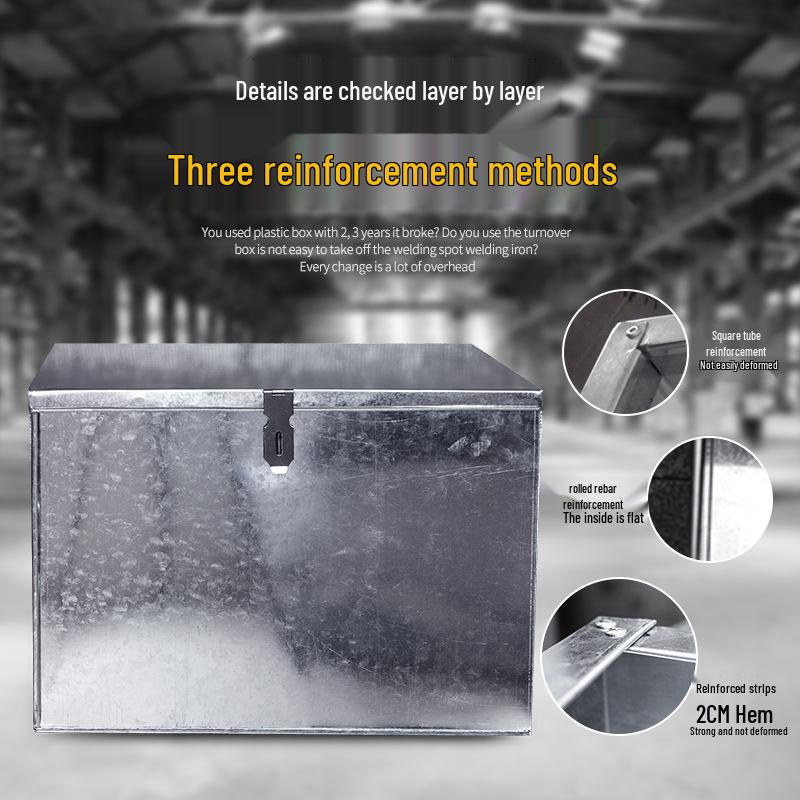 Large Galvanized Tinplate Toolbox with Lock – Metal Storage Organizer for Hardware & Woodworking.