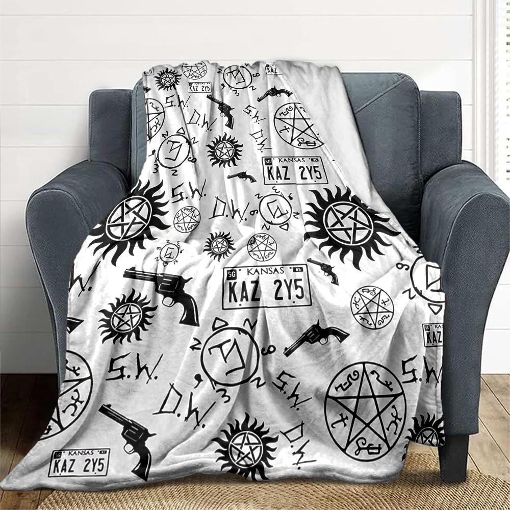 1Pc Supernatural Symbols Blanket Soft And Comfortable Casual Warm Camping Travel Christmas Halloween Xmas Gift M92493