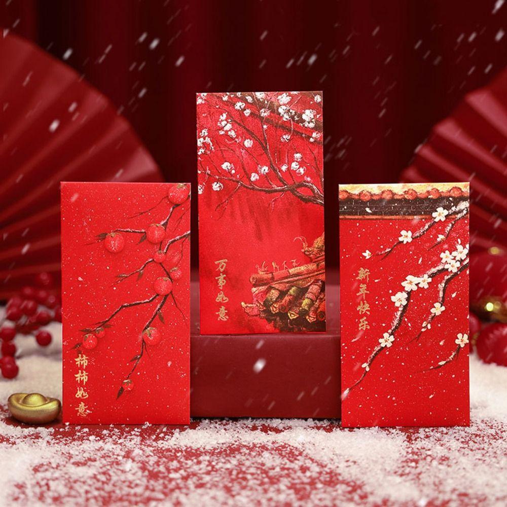 6 шт. Смешанный узор Мешочек для денег на удачу Однотонный красный конверт Домашний Хунбао Детям