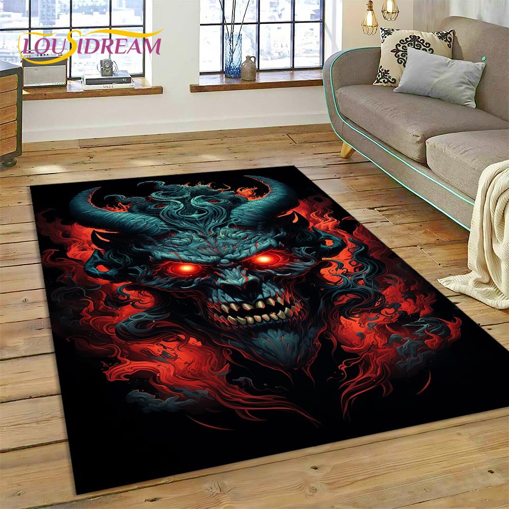 Gothic Horror Monsters Demon Ghost Carpet Rug for Bedroom Living Room Home Sofa Decoration,Children Game Large Decor Floor Mat