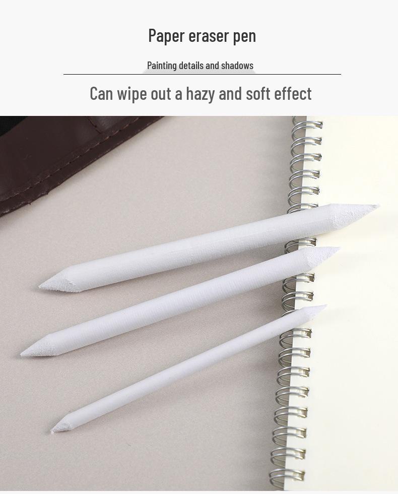 39-Piece Beginner Sketching Set: Charcoal Pencils, Eraser, Paintbrushes & Pencil Roll-up Case