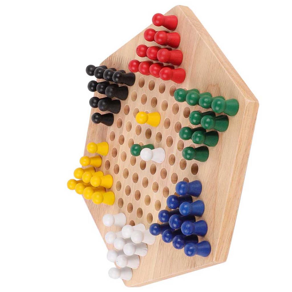 Wooden Educational Board Children Classic Halma Chinese Checkers Set Strategy Family Game Pieces