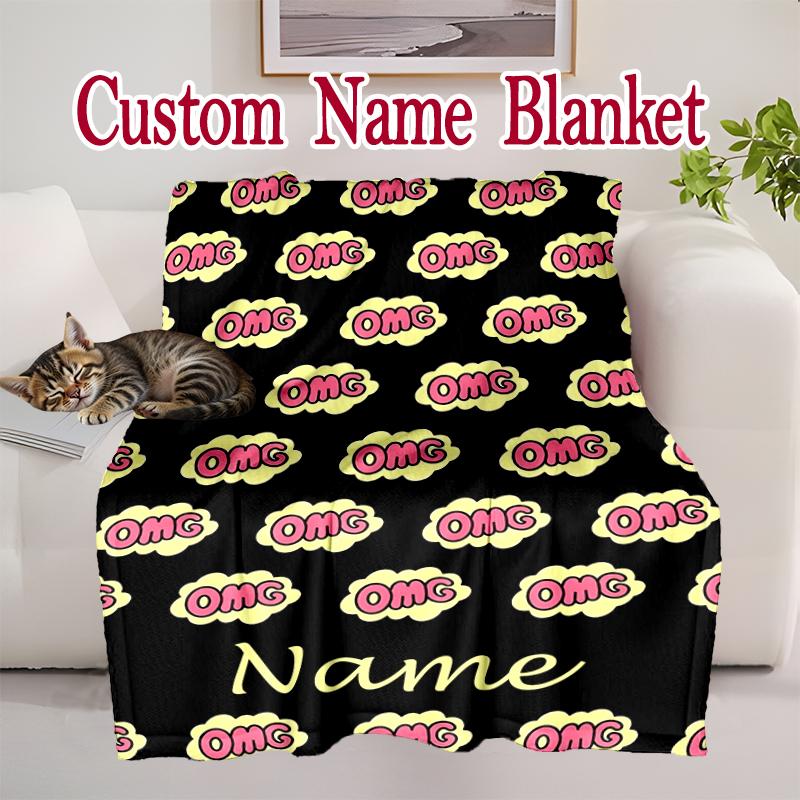 1pc Black OMG Pattern Blanket, Cozy Printed Throw Blanket, A Heartfelt Gift for Your Family and Friends
