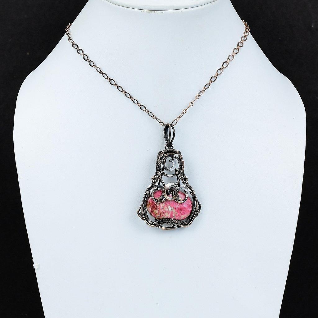 Подвеска из драгоценного камня Тулит Ювелирные изделия из медной проволоки Кулон ручной работы Медный кулон Ювелирные изделия из Тулита Изящный кулон из проволоки Свадебные подарки