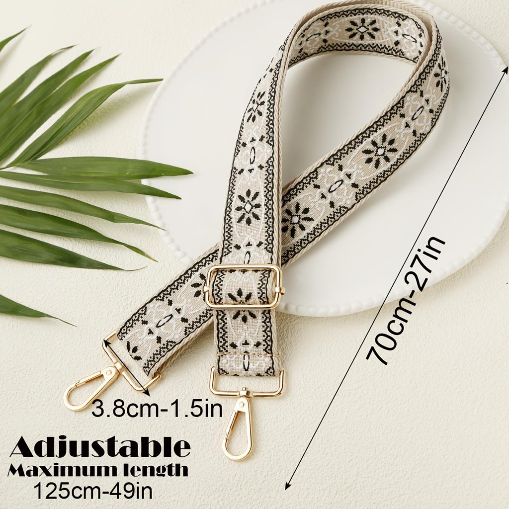 3.8cm Wide Retro Pattern Detachable Adjustable Shoulder Strap, for Crossbody Bag Handbag Tote Bag Travel Bag Waist Pack Camera Strap Replacement
