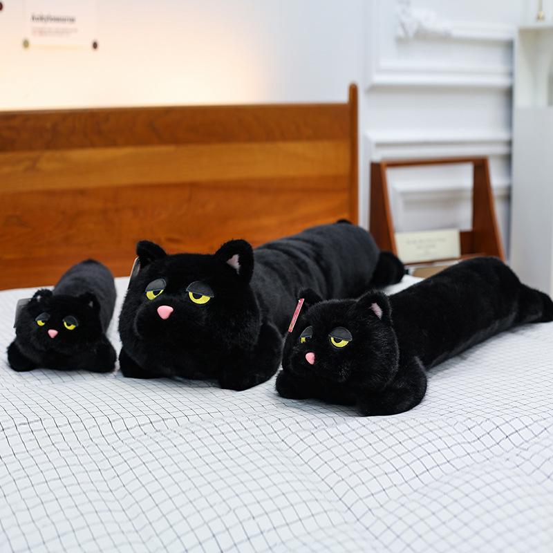 70cm Kawaii Black Cat Plush Toy Doll Cute Big Cuddly Pillow Cushion Ins Black Cat Plush Toy Doll For Boy Girl Brithday Gifts