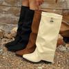 Autumn and winter new European and American style large size pointed high pants boots suede middle heel elastic sleeve boots retro fashion boots