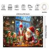 2D flat banner, 1 piece Christmas party banner with SantaClaus elf pattern, suitable for winter New Year holiday wall de