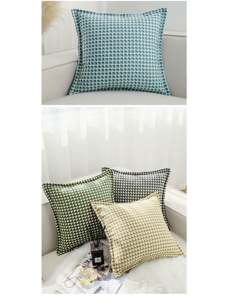Nordic Retro Houndstooth Linen Pillowcase for Living Room Sofa
