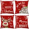 New Christmas Elk Santa Line Print Pillow Home Sofa Cushion Cover