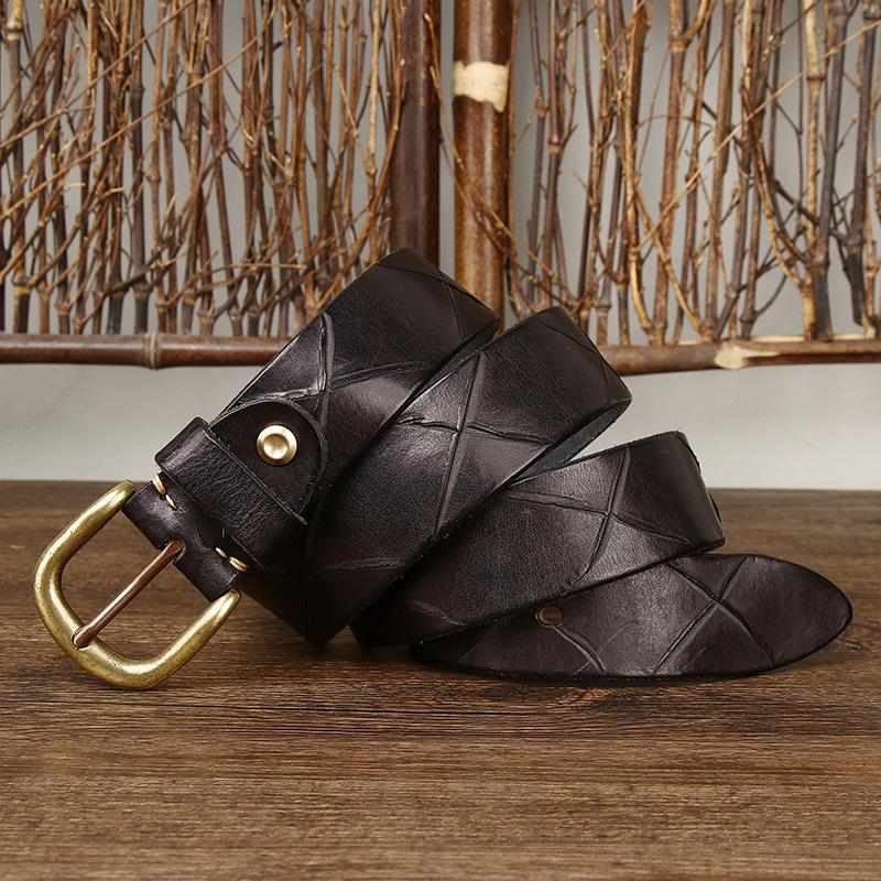 Новый Стирка Ручная Работа Отметка Ножа Ремень Мужской Кожаный Пряжка-Штырек Личность Тренд Корейская Версия Первый Слой Кожа Коровы Ремень Мужской