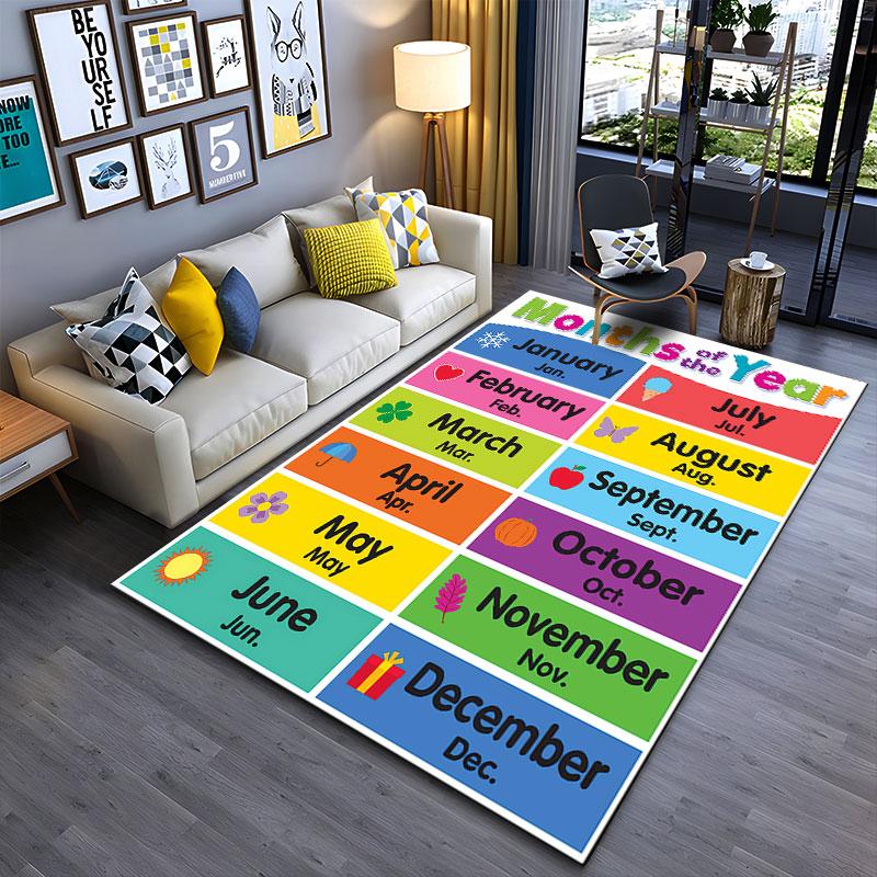 Months of the Year Pattern Carpet suitable as a non-slip mat for the living room or bedroom sofa