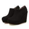 Fashion 2025 Autumn Winter New Stylish Women Ankle Boots Sexy Platform Round Toe Wedges Booties Ladies Boats Mujer Size 32-43 Black Beig