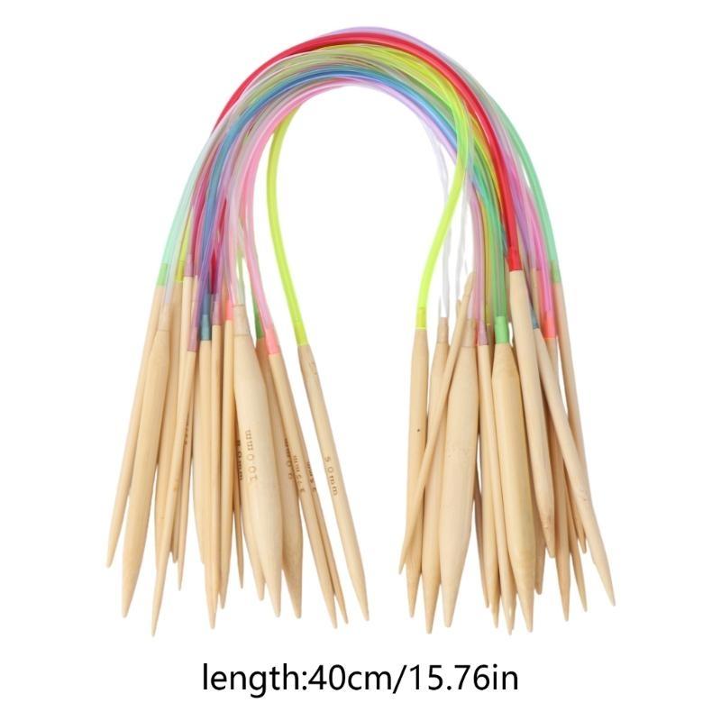 18 шт. 18 размеров 40 см Разноцветные Круговые Бамбуковые Спицы для Вязания 2,0-10 мм