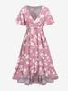 Rosegal Plus Size 3D Flower Print Surplice V Neck Dress