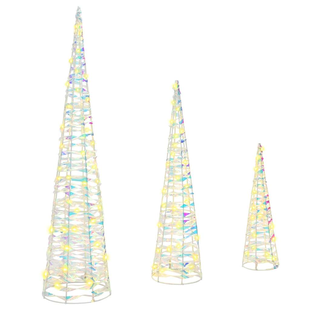 Christmas Tree with 90 LEDs 3 pcs Warm White 20 x 20 x 80 cm PET