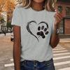 Fashion Women Personalized Love Dog Claw Print T Shirt Funny Casual O-neck Short Sleeves T-shirt Summer Female Tee Shirt