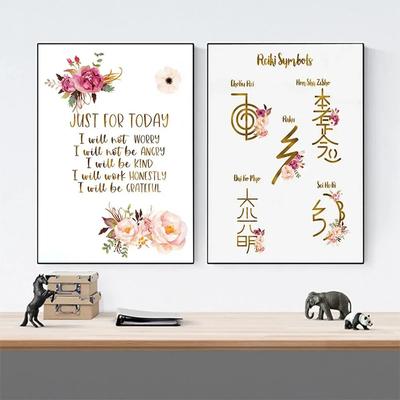 Скандинавские символы Рейки, постер, вдохновляющий духовный праническое исцеление, холст, картина, современная настенная картина, гостиная, домашний декор