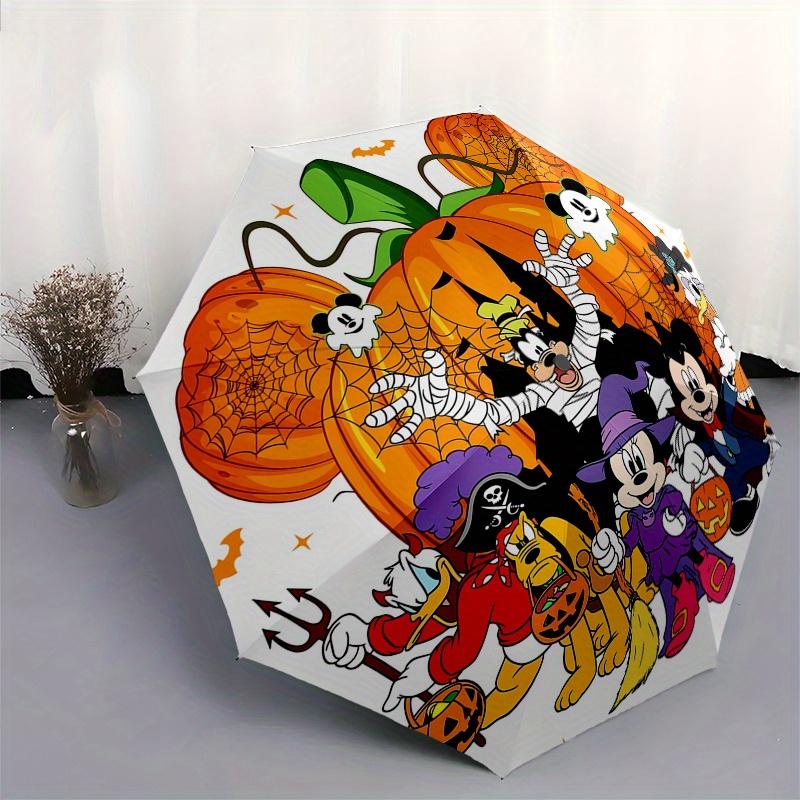 Halloween,Disney Automatic Umbrella Tri fold Portable Umbrella, Best Holiday Gift for Men and Women, Durable Iron Frame, Playful Design, S