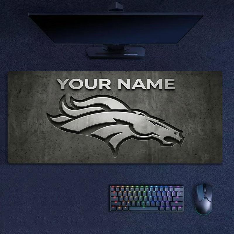 Custom Name,Denver Broncos Mouse Pad, Large Gaming Desk Mat, Non-slip XXL Mousepad for Laptop & Tablet, Mini PC Playmat with Stitched Edges