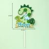 Dinosaur Palm Leaves Cake Toppers Happy Birthday Jungle Safari Party Decor Green Number 1 2 3 4 5 Year Old Kids Party Cake Decor