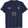 France Football Футболка с ретро-графикой Номер 10 Дышащий Хлопок Повседневная с Круглым Вырезом