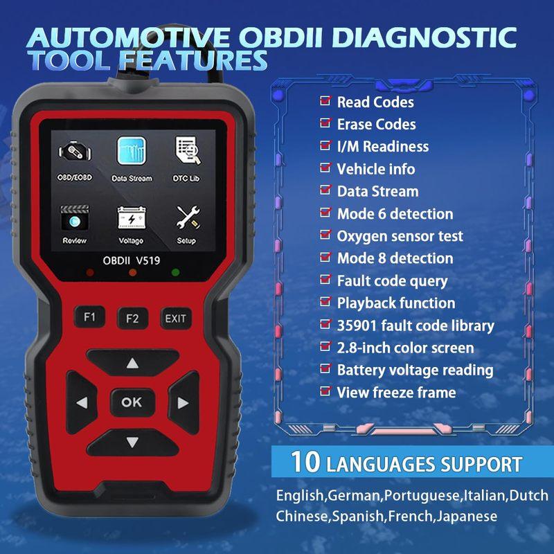 V519 OBD2 Автомобильный сканер Диагностический инструмент, Полная функция OBD2 для легковых и грузовых автомобилей с 1996 года+