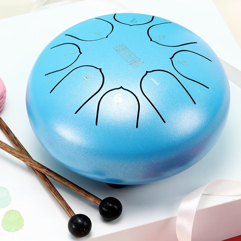 Hluru Glucophone Steel Tongue Drum 6 Inch 8 Notes Key D5 Ethereal Drum Tone Drum Percussion Children Musical Instrument