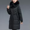 Middle Age Woman Winter Long Coats Hooded Faux Fur Collar Casual Thick Warm Parkas Women's Jackets