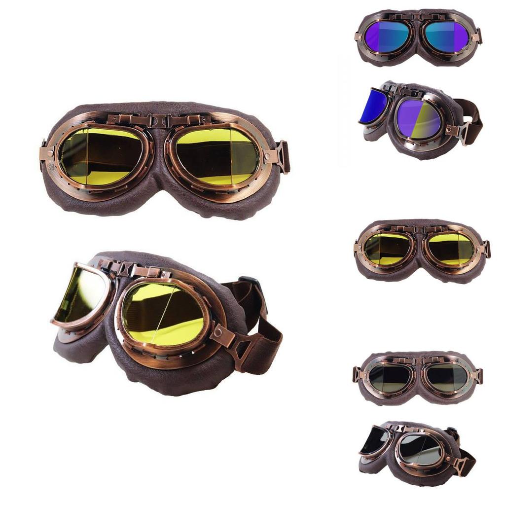 Vintage Style Riding Goggles With Pc Frame And Colored Lens For Motorcycle Enthusiasts