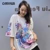 Summer Short-sleeved Women's Rhinestone T-shirt Loose Dazzle Dream Butterfly Round Neck Plus Size Half-sleeved Tops