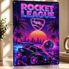 Retro Synthwave Rocket League Poster Retro D Printed Metal Signs Customized Wall Hanging Gift for Garage Accessories Room Decor