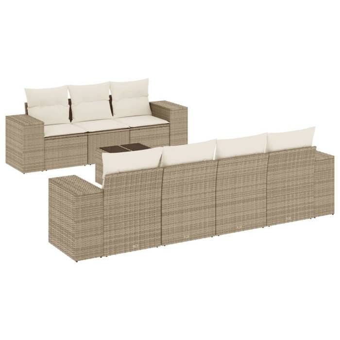 VidaXL Salon de Jardin avec Coussins 8 pcs, Canapés de Terrasse, Ensemble de Meubles de Patio, Mobilier d'Extérieur, Beige 3254665