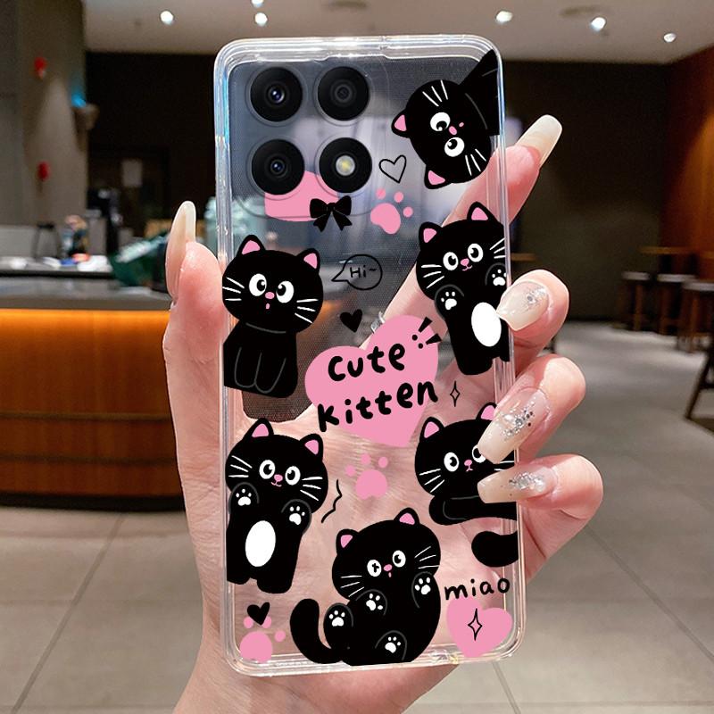 Чехол для телефона Honor X8A X8B X8 X8C 4G Funda Coque с бабочкой и бантом, защитный чехол, прозрачный мягкий силиконовый TPU чехол Capa