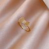 Simple Design Bowknot Shaped Gold Color Adjustable Ring For Women All Match Personality Sweet Crystal Open Rings Wedding Jewelry