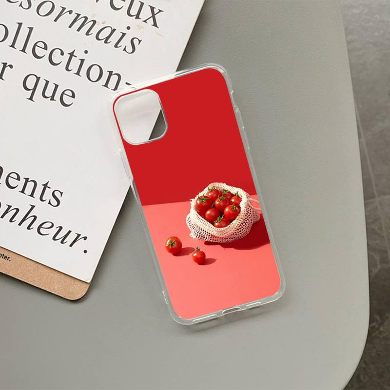 Япония Корея Милый Чехол для Телефона с Рисунком Помидоров Для iPhone 11 12 13 14 Mini Pro Max XR X XS TPU Прозрачный Чехол Для 8 7 6 Plus SE 2020