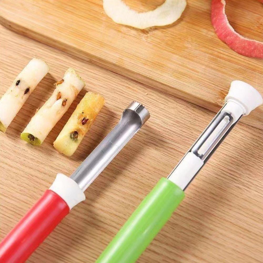 Stainless Steel Fruit Core Remover 2 in 1 Core Removal Tool Core Extractor Fruit Pitter Carrot