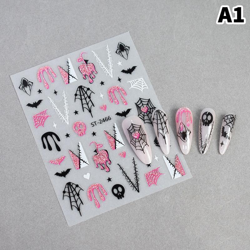 1/4Pcs Halloween Cute Spider Nail Stickers Slide Decals Manicure Decoration Nail Supplies for Creative Nail Design