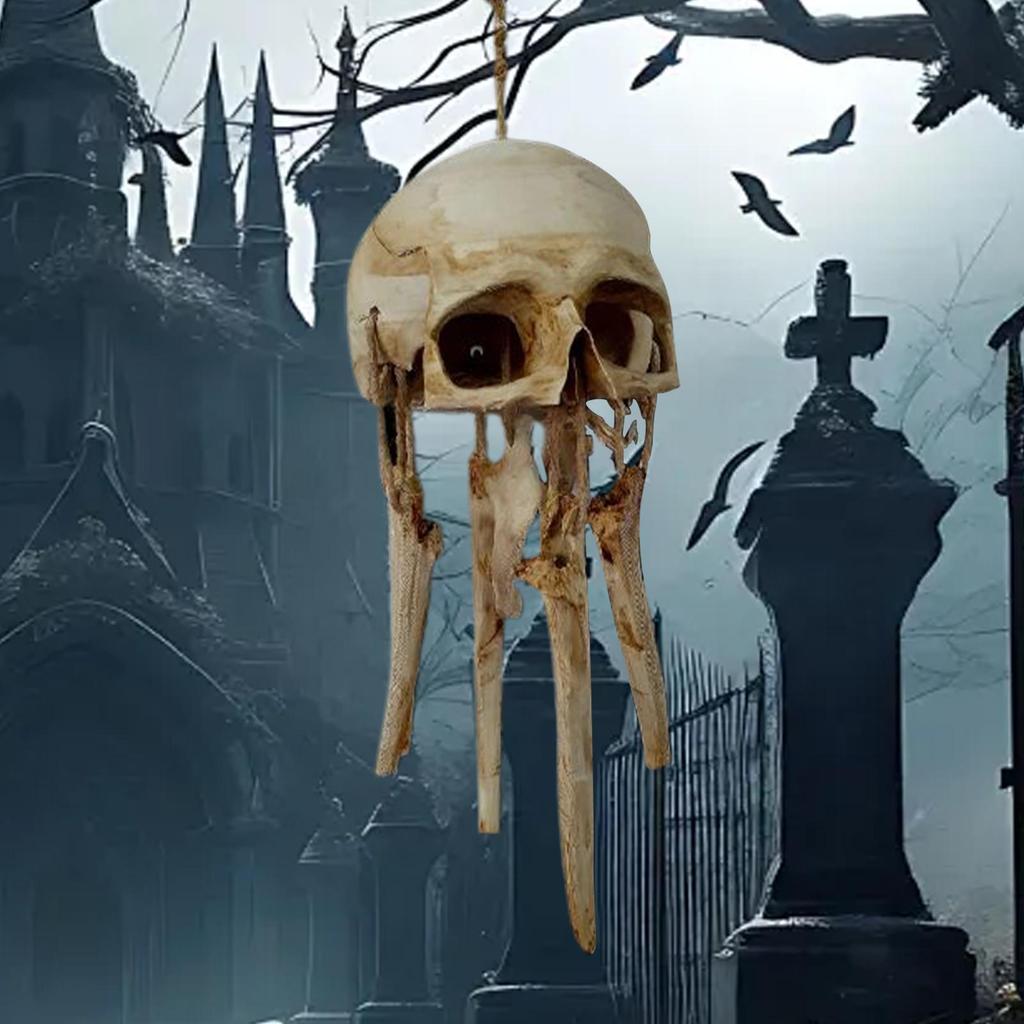 3D Printed Skull Spooky Wind Chimes Vintage Outdoor Garden Ornaments for Backyard Patio Lawn Shrine Porch Balcony